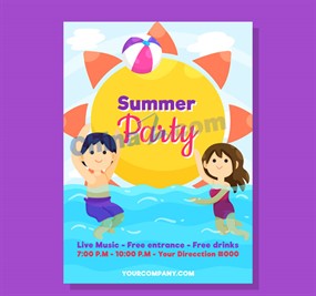 创意夏季派对人物传单矢量